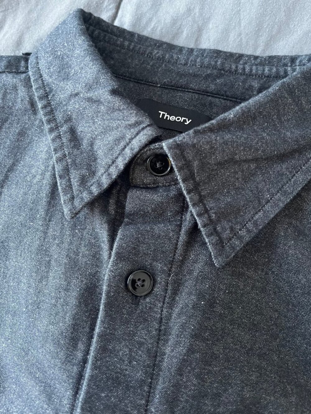 Theory Men's Irving Maxson Brushed Cotton Button Down Shirt - Charcoal Grey